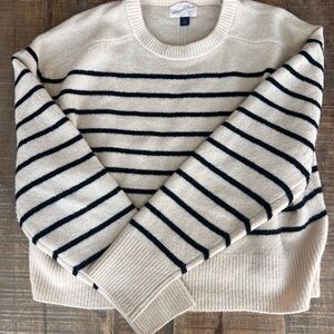 Target Cream and Black Striped Women's Sweater